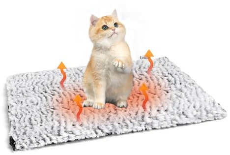 Nobleza Self Heating Cat Bed, Soft Warm Self Heating Pet Pad, Safe Thermal Self Heated Cat Dog Blanket, Cat Heat Pad Cushion Washable, Self Warming Dog Bed Mat for Indoor Cats Kitten Puppy, 50x40cm