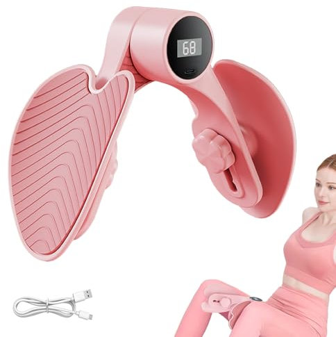 Hengrongshen Oberschenkeltrainer, Rosa Beinpresse für Zuhause Intelligentes Zählen, DREI-Gang-Einstellung Beckenbodentrainer Ideal für Gesäß-, Beinpresse- und Beckenbodentraining