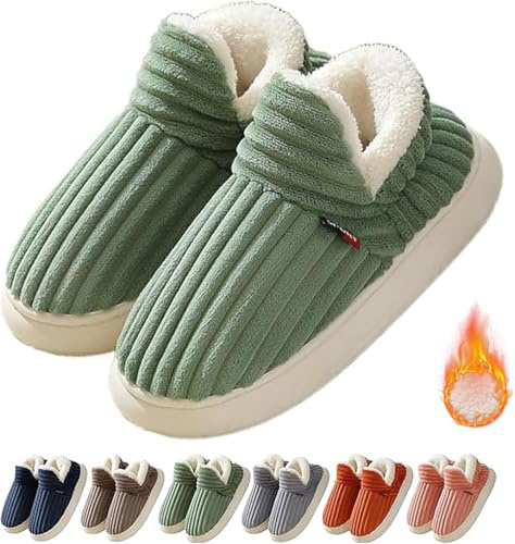 Pluffi Bekväma och eleganta tofflor, pluffi-ankelstövlar, bekväma unisex-tofflor för vintern, fritidsskor för hemmet (EU 38/39, grön)
