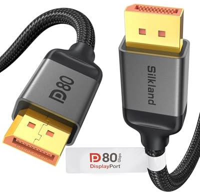 Silkland Cavo DisplayPort 80 Gbps 2.1 1,5 m [certificato VESA] DP80, 8K@240Hz 4K@960Hz/540Hz/480Hz/240Hz DP 2.1 cavo 16K, HDR FreeSync G-Sync UHBR20 per PC, monitor da gioco, 5090 7900XTX