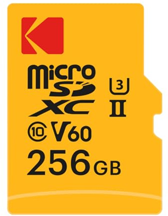 Kodak - Tarjeta MicroSD de 256 GB, UHS-II U3 V60, Velocidad ultrarrápida de 300 MB/s de Lectura, 160 MB/s de Escritura - Vídeo 4K/8K - Ideal para Creadores de Contenido - Adaptador SD Incluido