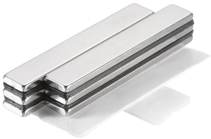 QUARKZMAN 6 stycken extra starka rektangulära magneter, N35 NdFeB, silver, för magnettavla, kontor, köksskåp, hantverk (60x10x3mm)