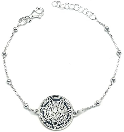 MASBARATA PULSERA ESTRELLA DE SALOMÓN CON BOLITAS EN PLATA DE LEY