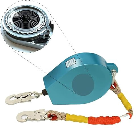 Línea de vida autorretráctil, carrete de inercia dispositivo de retención de caídas para techos y construcción, protección contra caídas, capacidad de carga de 150 kg, 15 m de longitud, equipo de