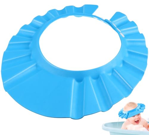 VICASKY Bonnet de douche pour bébé, bouclier de shampooing élastique doux réglable avec fentes de drainage rapide pour la protection du lavage des cheveux, tour de tête de mois à ans