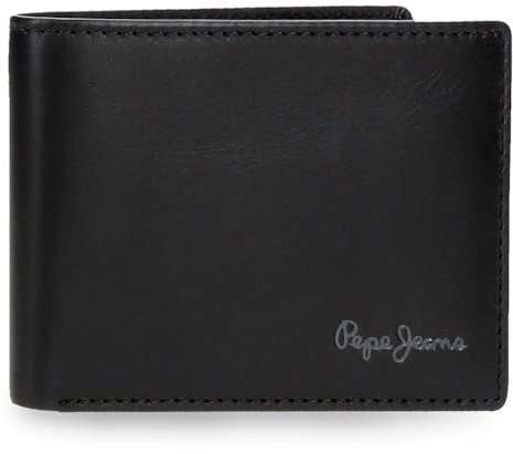 Pepe Jeans Luton Billetero con Monedero Negro 11x8x1 cms Piel by Joumma Bags