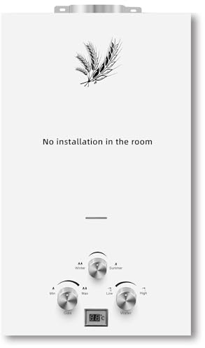 Scaldabagno a gas istantaneo 12 LPM 24 kW Scaldabagno a gas GPL propano butano, pressione dell'acqua di avvio super bassa, per uso domestico ed esterno (12 L 24 kW)