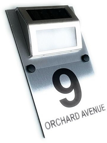 STYLISH DUAL LAYER HOUSE SIGN PLAQUE DOOR NUMBER STREET NAME LED SOLAR CUSTOMISED SIGN