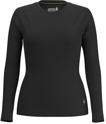 Smartwool Classic Crew Merino Wool Base Layer, Women's Thermal Long Sleeve Top & Sweater, Lightweight & Breathable Natural Merino Ladies' Clothing & Fashion - Black, L