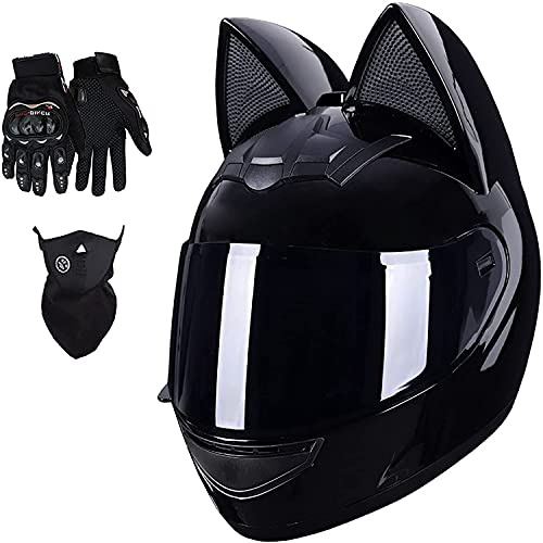 Casque De Moto D'oreille De Chat, Casque Intégral Cool Pour Hommes Et Femmes, Norme De Certification ECE, Convient À Toutes Les Saisons E,M
