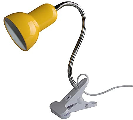 Hongho Lámpara de Escritorio E27 de Hierro Iluminación para Lectura con Pinza Lámpara de Mesa para Estudio o Trabajo Compatible con Bombilla LED Moderna Sin Bombilla (Amarillo)