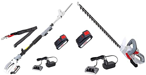 IKRA Akku Teleskop Heckenschere ICPH 2040 inkl. Akku 20V, Ladestation & Schultergurt & Akku Heckenschere IAHS 20-1 inkl. Akku 20V & Akku-Ladestation, Schnittlänge 54cm