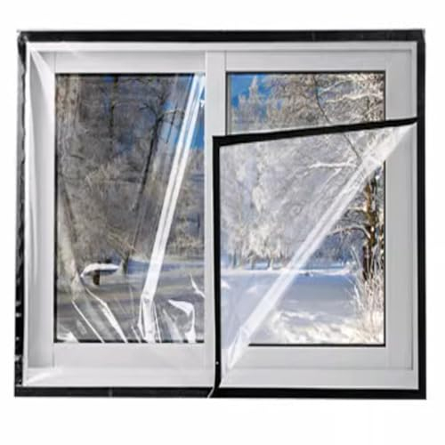 Thermo Cover Fenster-Isolierfolie,Fenster Isolierfolie Thermo Cover für Winter,Transparente Kälteschutzfolie Fenster,Planen-Isolierfolie,Einfach zu Öffnen für Ventilatio (50x100cm/20x39)