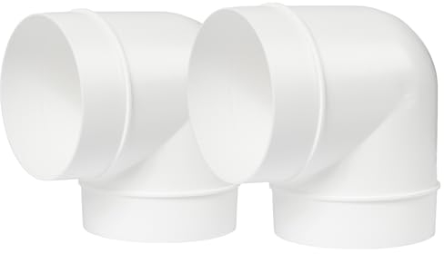 Paquete de 2 tubos de conducto de plástico de 100 mm, manguera de codo de 90 grados, conector de curva de tubo redondo de ventilación