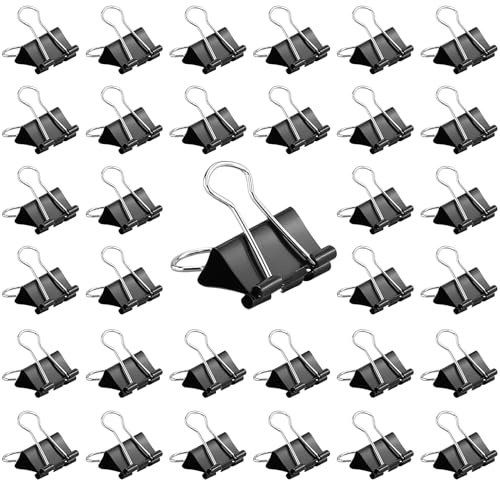 HXMJIED 48 clip per raccoglitori in metallo nero, 25 mm, clip pieghevoli per scuola, ufficio, casa