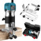 COLFULINE 1/4'' Compact Electric Palm Router for Woodworking - 6 Variable Speeds, Hand Router Wood Trimmer Routers Woodworking with Portable Case, 6.35mm Trimmer Base & 3m Power Cord(Blue+Silver)