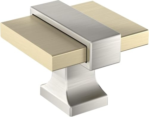 Amerock Overton 1-3/8 inch (35mm) Length Golden Champagne/Satin Nickel Cabinet Knob, BP36680BBZG10