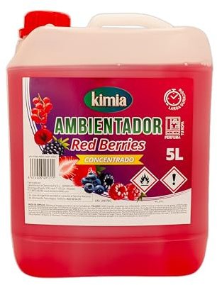 KIMIA - Ambientador de Hogar Red Berries 5L | Perfumador con Fragancia Duradera a Frutos Rojos | Para Cualquier Estancia de Casa, Coche y Oficina | Fórmula Concentrada | Ambiente Fresco y Perfumado