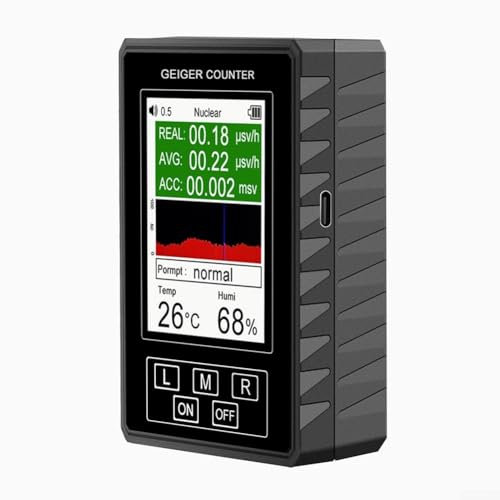 GLFLOW Contatore Geiger, XR1, rilevatore portatile di radiazioni nucleari, contatore digitale Geiger, monitor a raggi X Beta Gamma con display LCD tipo C alimentato