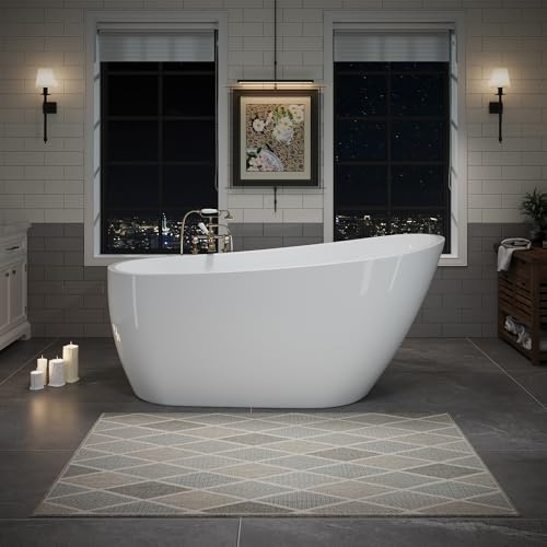 LumaTide Vasca da bagno autoportante moderna con base antiscivolo per esperienza bagno spa