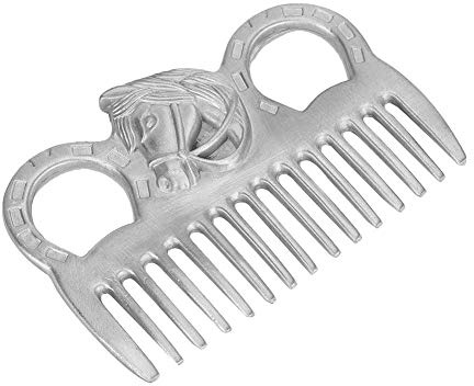 Taidda Strong Metal Polishing Horse Comb for Mane and Tail Detangling Portable Horse Grooming Tool for Stable Workers Silver 3.9x2.8x0.2in