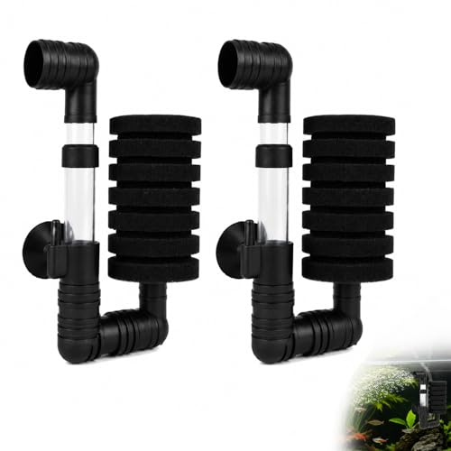 EceoThsy 2 Pièces Filtre Éponge Biochimique pour Aquarium - Filtres Exhausteurs à Air avec Éponge Amovible pour Filtration, Enrichissement en Oxygène et Culture Bactérienne Idéal pour Aquariums d’Eau