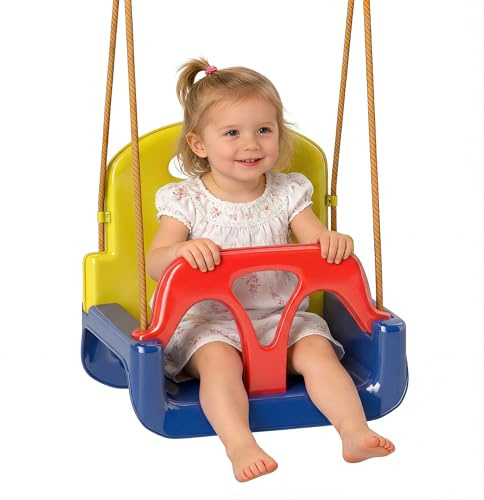 Outsunny Balançoire siège 3 en 1 évolutif pour Enfant 9-36 Mois Bleu foncé | Dossier et Barre en T Amovibles, Intérieur Extérieur, Hauteur Ajustable