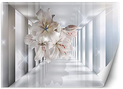 Feeby Vlies Fototapete Abstrakt 3D-Effekt 368x254 cm Grau Wanddeko Inklusive Kleister Hotel Spa Büro Wohnzimmer Schlafzimmer Flur 3D-Illusion Tunnel Beton