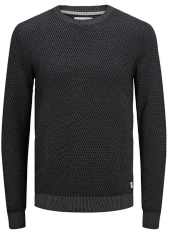 Jack & Jones Suéter de Punto para Hombre Suéter de Punto sólido, Gris Oscuro, L