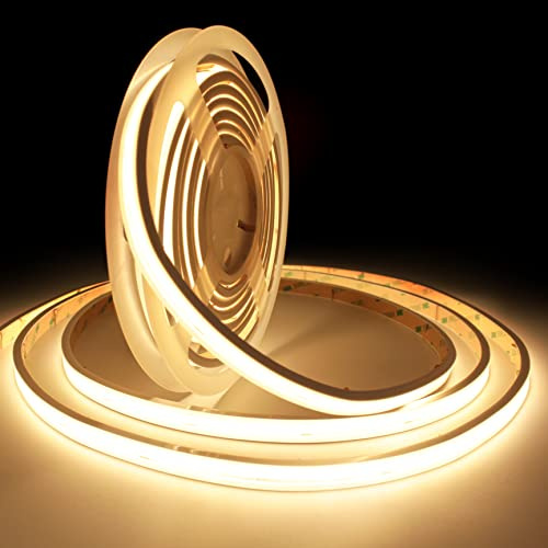 Pandery COB LED Strip Lights,2700K Warm White,24V led Light Strips Waterproof,480LEDs/M,16.4ft/5M,CRI90+ Outdoor cob led,Ip67 Sauna Lights for Sauna Room,Pool,Garden,(Power Not Included)