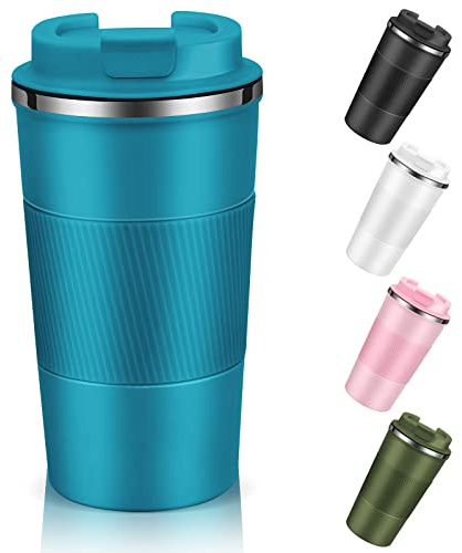 Dycietx Travel Mug with Leakproof Lid, Insulated Reusable Coffee for Hot&Cold Drinks/Tea, Portable Stainless Steel Thermal Takeaway Cup Car/Outdoor/Picnic/ Office/School (510ml Blue), CM03RD