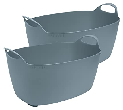 2 Stück Kreher Mehrzweckkorb für 35 Liter, flexibel und strapazierfähig, Farbe: Blau