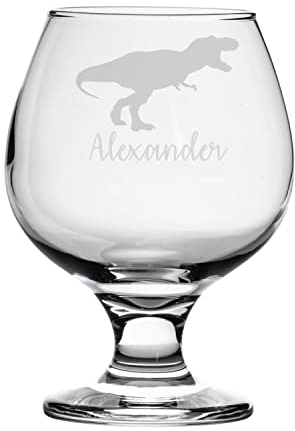 Personalised T-Rex Tyrannosaurus RexDinosaur Engraved Brandy Snifter Glass, Gift for Women, Gift for Men (T-Rex)