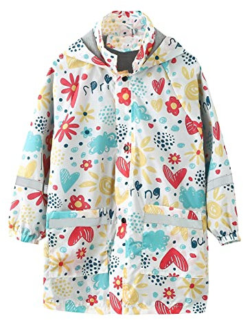 Regenhose für Kinder mit verstellbarem Bund Hosenträgern Regenmantel Cartoon Trench Winddicht Jungen Kinder Mantel Wasserdicht Hoodies Outwear Mädchen 2-11Y Latzhose Regen Schirm Regenschutz B005