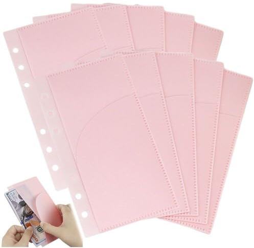 Abbdbd 10 pièces Poches de classeur A6 sans Fermeture éclair, Inserts de planificateur budgétaire pour classeur à 6 Anneaux Enveloppes budgétaires sans Fermeture éclair, Pochette de Reliure A6