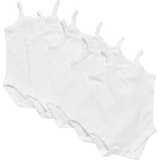 Marks & Spencer Lot de 5 Bodys Pur Coton à Bretelles (Jusqu'au 3 Ans) Blanc 0-3 Mois