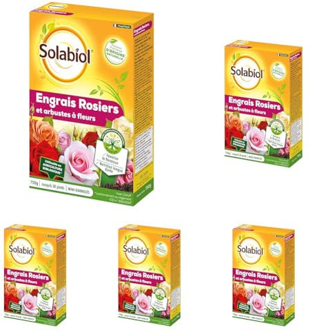 Solabiol Engrais Rosiers Et Arbustes A Fleurs | 750g | Nutrition Longue Durée | Fertilisation Douce Et Régulière SOROSY750 (Lot de 5)