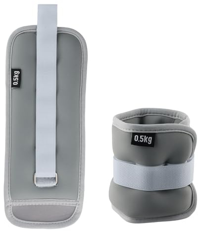 Lot de 2 Poids pour Cheville, 0,25 kg/0,5 kg/0,75kg Poids de Poignet, Poids Musculation Poignet pour Femmes Hommes Enfants, Manchettes de Poids pour Gymnastique Jogging Exercice (Gris,2x0,5kg)