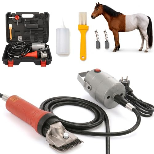 Tondeuse pour Chevaux Professionnelle, 690W 2800 RPM Électrique Haute Puissance avec Moteur Suspendu et Arbre Flexible, Lame à 24 Dents, Tondeuse Robuste pour Équidés Poneys Chèvres Bovins