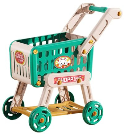 TAIZhiChen Carrello della Spesa Giocattolo, Carrello per al Supermercato, Giocattolo Interattivo per L'apprendimento Precoce dei Bambini Piccoli, Ca, Verde