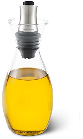Cole & Mason Haverhill Oil and Vinegar Pourer, 450ml, Oil Dispenser/Vinegar Dispenser, Glass/Stainless Steel, 210 mm, Single, Oil Bottle/Vinegar Bottle with Flow Control