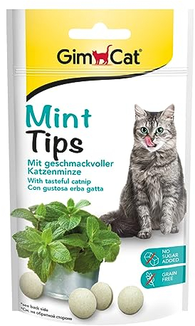 GimCat Mint Tips - Getreidefreier und vitaminreicher Katzensnack mit geschmackvoller Katzenminze - 8er Pack (8 x 40 g)