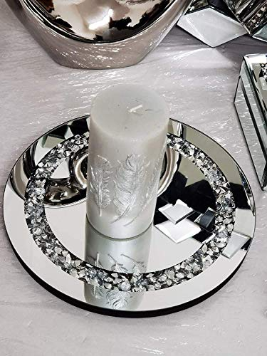 20cm Round Diamante Mirrored Crystal Candle Plate- an Elegant Addition to Your Home- Best Gift