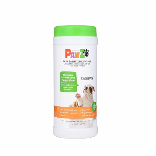 Protex PawZ SaniPaw Odor Eliminating Dog Paw Wipes (60 Wipes) Cleansing Dog Grooming Wipes, Simple & Safe Lickable Ingredients - Paw Cleaner for Dogs, Pet Wipes