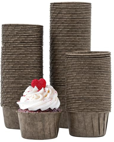 katbite Lot de 150 mini moules à muffins en papier pour mariage, anniversaire, fête, gobelets jetables marron foncé