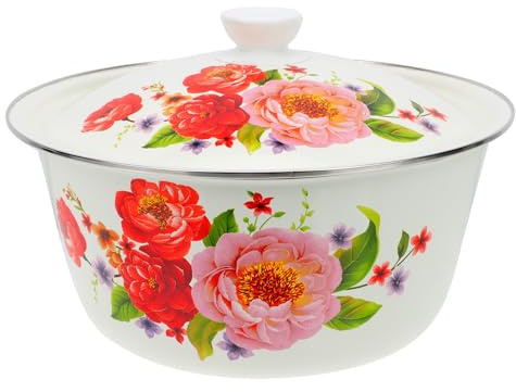 YARNOW Chinese traditional bowl, serving bowls, enamel bowls, 26 cm, enamel cup with lid, soup cup, enamel bowl, muesli bowl, soup bowl