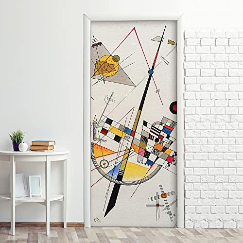 CREARREDA Adesivi per Porte in PVC Premium, Door Cover, Kandinsky, Applicazione Facile e Senza Bolle, Rivestimenti per Porte da Interno 83 x 210 Rifilabili