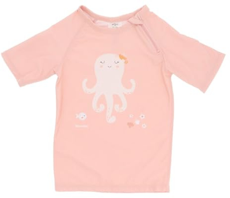 Monnëka T-Shirt de Bain Rashguard pour Enfants | Maillot de Bain à Manches Courtes avec Protection Solaire pour bébés et Enfants, Doux, Confortable et Facile à Enfiler | Jolie The Octopus 4 à 5 Ans