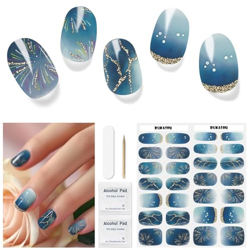 Autocollant Ongle Gel UV - 28pcs Vernis Autocollant Ongles UV Gel Nail Stickers Auto-adhésifs Ongles en Gel UV Semi Durci Art Qualité Salon Longue Durée Pour Femmes Filles Nail Designs