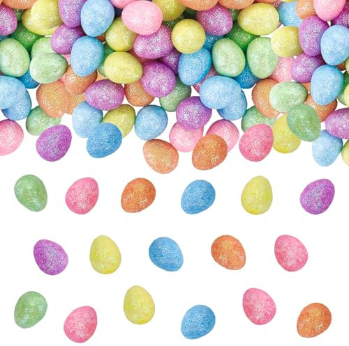 Dazzjoy Glitzer Schaum Ostereier Deko, 70 x Klein Ostereier Konfetti Ostern Deko,Styroporeier Oster Deko,Mini Eier Ostern Streudeko,Oster Tischdeko,Osterdeko Kleine Eier zum Basteln,Bunt Osterkonfetti